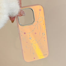 Load image into Gallery viewer, Gilt princess style applies to iphone17 mobile phone case 15 pink laser bow 16Promax anti-drop 13 hard