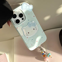 Load image into Gallery viewer, Three-dimensional gilt is suitable for 17promax Apple 16 mobile phone case iphone14 color polka dot bow cat 13 pendant.