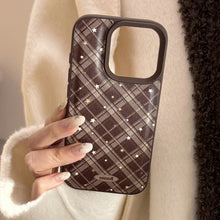 Load image into Gallery viewer, Warm brown rhombus star Apple 17 mobile phone case iPhone16promax leather 15 suitable for 13 retro 11 anti-drop