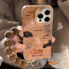 Load image into Gallery viewer, Leather cartoon for 16promax iPhone case iPhone 15 full screen cat 14 plush rope 17 autumn and winter