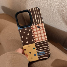 Load image into Gallery viewer, Retro ins polka dot splicing for iphone16 apple 17 mobile phone case 15pro max leather 14 lanyard 13