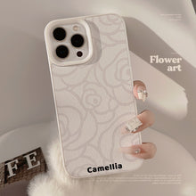 Load image into Gallery viewer, Simple camellia Apple 16 mobile phone case 17promax leather 11 for iPhone13 advanced sense 15 literature and art
