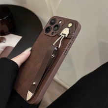 Load image into Gallery viewer, Applicable to iPhone15 iPhone case 14Pro max retro leather wristband 11 premium ins moon pit pattern 13