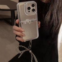 Load image into Gallery viewer, Three-dimensional French bow lanyard suitable for Apple 16 mobile phone case iPhone17promax temperament 11 leather case 13