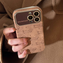 Load image into Gallery viewer, Fun lines puppy flannel for apple 15 mobile phone case iphone16promax lanyard 14 all-inclusive 17 soft