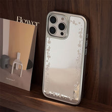 Load image into Gallery viewer, Electroplated silver edge for 16 apple 15promax mobile phone case iphone17 literary lily flower 13 mirror hard