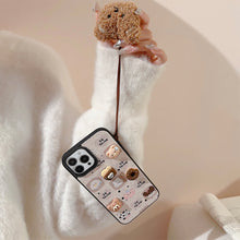 Load image into Gallery viewer, Cute bear Apple 16 mobile phone case 17promax leather pattern 15 suitable for iPhone13 three-dimensional biscuits 11 autumn
