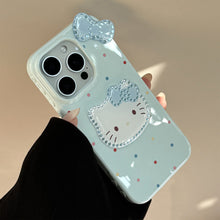 Load image into Gallery viewer, Three-dimensional gilt is suitable for 17promax Apple 16 mobile phone case iphone14 color polka dot bow cat 13 pendant.