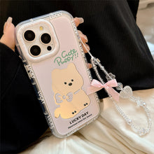 Load image into Gallery viewer, Pink Puppy Mirror Apple 16 Mobile Phone Case 14ProMax Girl iPhone15 Suitable for 17 Bow Lanyard 11