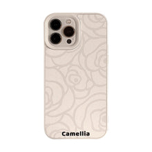 Load image into Gallery viewer, Simple camellia Apple 16 mobile phone case 17promax leather 11 for iPhone13 advanced sense 15 literature and art