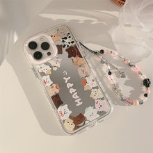 Load image into Gallery viewer, Mirror ins cute cat suitable for 16Pro Max Apple 15 mobile phone case iPhone17 Korean 12 lanyard 11