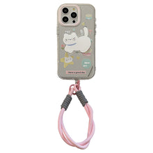 Load image into Gallery viewer, Foodie cat holder for 16ProMax Apple 15 mobile phone case iPhone17 hand strap 12 cute 11 mirror