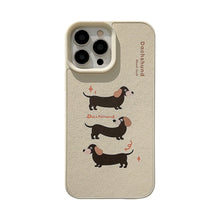 Load image into Gallery viewer, Milk yellow dachshund dog leather Apple 16 mobile phone case is suitable for iPhone17promax niche 11 generation 13 anti-drop