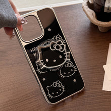 Load image into Gallery viewer, Gilt Apple 16promax mobile phone case flash diamond cat magnetic suction bracket iphone15 electroplating 17 Huawei application