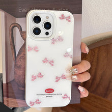 Load image into Gallery viewer, Gilt red plaid bow iPhone17 phone case Apple 14 for 16promax glass hard 13 sweet