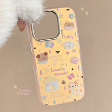 Load image into Gallery viewer, Gilt colored small animals are suitable for iphone16 mobile phone case 17Promax laser 15 anti-drop 14 generation 13 hard