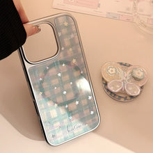 Load image into Gallery viewer, Gilt applicable iphone15 apple 16promax mobile phone case rotating bow magnetic suction bracket 14 plaid 17