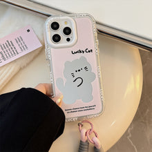Load image into Gallery viewer, Mirror cute pink cat is suitable for Apple 16 mobile phone case iPhone17ProMax cartoon 12 generation 13 hand rope