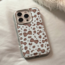 Load image into Gallery viewer, Vintage leopard print bow iPhone 17 case 16promax leather 15 for iPhone13 silver edge 11 hard