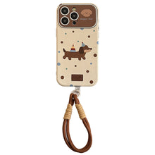 Load image into Gallery viewer, ins dachshund leather for iphone16pro max mobile phone case 15 apple 17 retro hand strap 14 soft cover