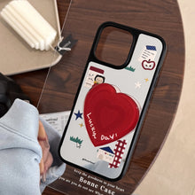 Load image into Gallery viewer, ins Korean cartoon suitable for 16 Apple 17Pro Max mobile phone case iphone14 mirror 13 love bracket 15
