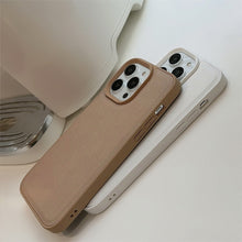 Load image into Gallery viewer, Premium khaki for Apple 17 mobile phone case iPhone16promax autumn and winter leather 11 solid color 13 hard 14