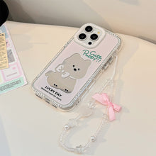 Load image into Gallery viewer, Pink Puppy Mirror Apple 16 Mobile Phone Case 14ProMax Girl iPhone15 Suitable for 17 Bow Lanyard 11