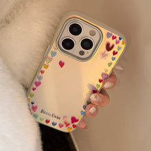 Load image into Gallery viewer, Gilt rainbow love for iphone16Promax mobile phone case 17 dopamine color 13 laser 14 anti-drop