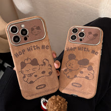 Load image into Gallery viewer, Brown cartoon for iphone16 iPhone case 15promax suede 14 hairball rope 17 autumn and winter couple