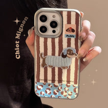 Load image into Gallery viewer, Fun three-dimensional puppy Apple 16 mobile phone case 17promax cortical three-dimensional 15 for iPhone13 electroplating 14