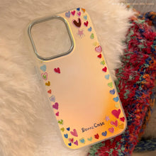Load image into Gallery viewer, Gilt rainbow love for iphone16Promax mobile phone case 17 dopamine color 13 laser 14 anti-drop