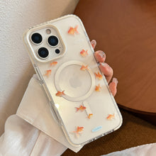 Load image into Gallery viewer, Mirror cat magnetic suction bracket 16promax transparent iPhone17 mobile phone case suitable for 13 small goldfish 14 national style