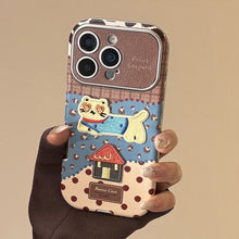 Load image into Gallery viewer, Leopard print cat is suitable for iphone17promax Apple 16 mobile phone case 15 anti-drop 17 leather retro cartoon 12