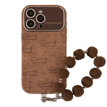 Load image into Gallery viewer, Fun lines puppy flannel for apple 15 mobile phone case iphone16promax lanyard 14 all-inclusive 17 soft