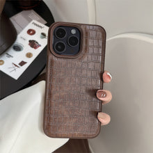 Load image into Gallery viewer, Retro brown alligator leather pattern 15 Apple 16 mobile phone case 17promax premium wind for iPhone13 personality 11