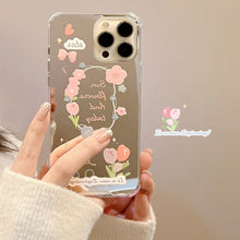 Load image into Gallery viewer, Fresh small floral iphone17 Apple 16Promax mobile phone case 15 silicone 11/12 makeup mirror X