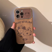 Load image into Gallery viewer, Brown cartoon for iphone16 iPhone case 15promax suede 14 hairball rope 17 autumn and winter couple