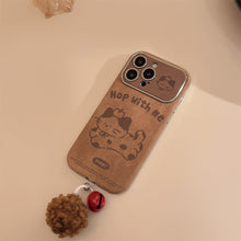 Load image into Gallery viewer, Brown cartoon for iphone16 iPhone case 15promax suede 14 hairball rope 17 autumn and winter couple