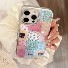 Load image into Gallery viewer, Gilt ins plaid splicing 16pro max mobile phone case iphone17 apple 15 electroplating 14 hard applicable to huawei