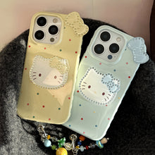 Load image into Gallery viewer, Three-dimensional gilt is suitable for 17promax Apple 16 mobile phone case iphone14 color polka dot bow cat 13 pendant.