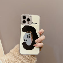 Load image into Gallery viewer, ins cream smiley face applies to 17pro max apple iphone15 mobile phone case 11 makeup mirror 16 anti-drop 14 hard