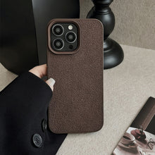 Load image into Gallery viewer, Dark brown moon pit pattern Apple 16 mobile phone case 14promax premium 11 for iPhone13 leather pattern 15 retro