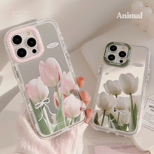 Load image into Gallery viewer, Mirror suitable for 16ProMax Apple 15 mobile phone case iPhone17 pink and white tulip 12 small fresh 11 anti-drop