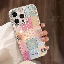 Load image into Gallery viewer, Gilt ins plaid splicing 16pro max mobile phone case iphone17 apple 15 electroplating 14 hard applicable to huawei