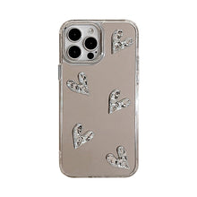 Load image into Gallery viewer, Three-dimensional electroplating love 13 suitable for 17 Apple 15ProMax mobile phone case mirror iPhone16 advanced sense 14 hard