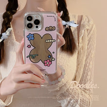Load image into Gallery viewer, Pink flower geometric iPhone16 for 17promax iPhone case 11 Literature 13 Electroplating mirror 12