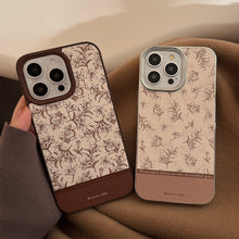 Load image into Gallery viewer, Ins Sketch Flower iPhone 16 Case 17Pro Max Leather 15 For iPhone13 Retro 11 Hard Case