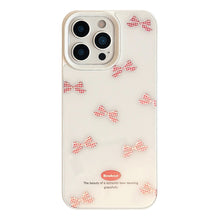 Load image into Gallery viewer, Gilt red plaid bow iPhone17 phone case Apple 14 for 16promax glass hard 13 sweet