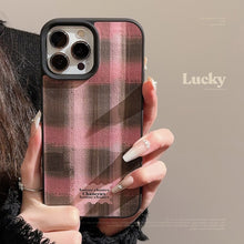 Load image into Gallery viewer, Girl contrasting color plaid Apple 16 mobile phone case 17promax autumn and winter sweet and cool 11 for iPhone13 leather 12
