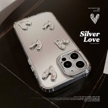 Load image into Gallery viewer, Three-dimensional electroplating love 13 suitable for 17 Apple 15ProMax mobile phone case mirror iPhone16 advanced sense 14 hard